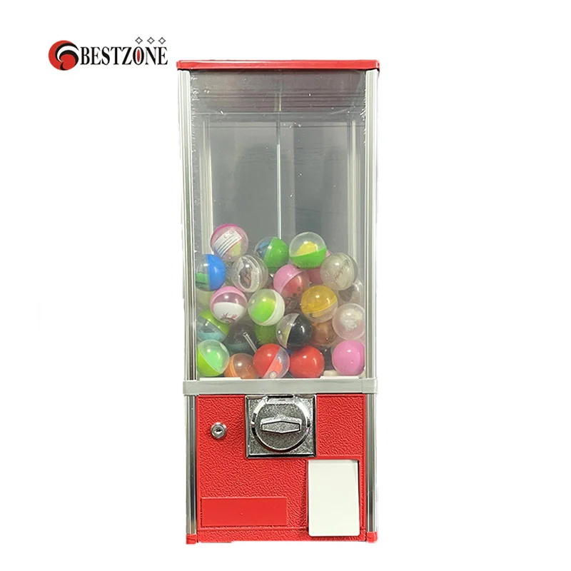 For 28-32mm Red Capsule Dispenser Coin Operated Slot Toys Candy Capsule Bouncy GumBall Vending Machine Mini for Market/Store/Kid