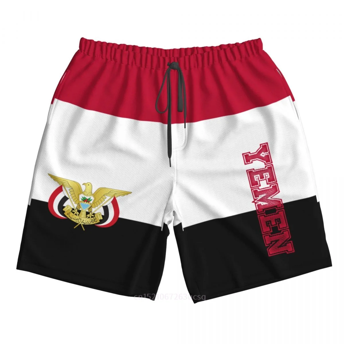 2025 Summer Polyester Yemen Country Flag 3D Printed Men's Board Shorts Beach Pocket Running Summer Pants