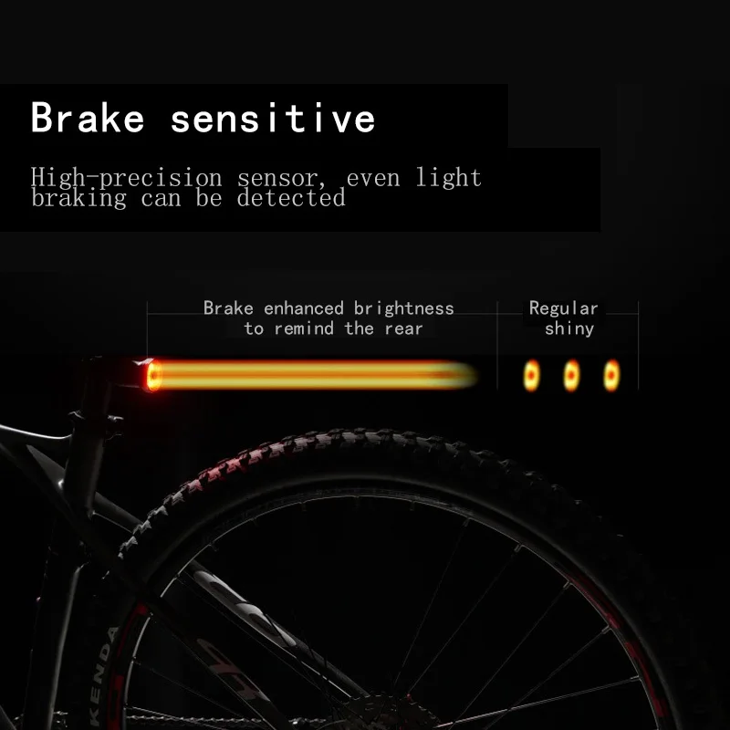 Smart Bicycle Tail Rear Light Auto Start Stop Brake IPX6 Waterproof USB Charge Cycling Tail Taillight Bike LED Lights