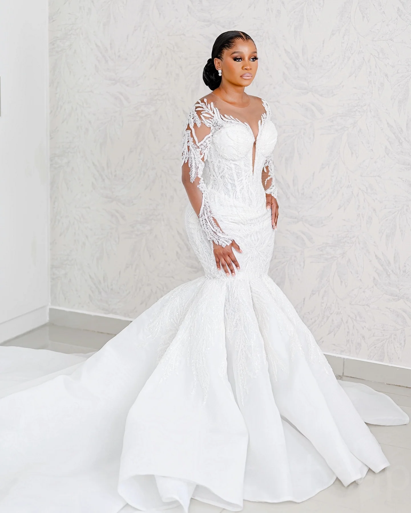 Suknia ślubna w stylu vintage z aplikacjami z koralików, syreni krój, Vestido De Casamento, długie rękawy, klasyczna suknia ślubna