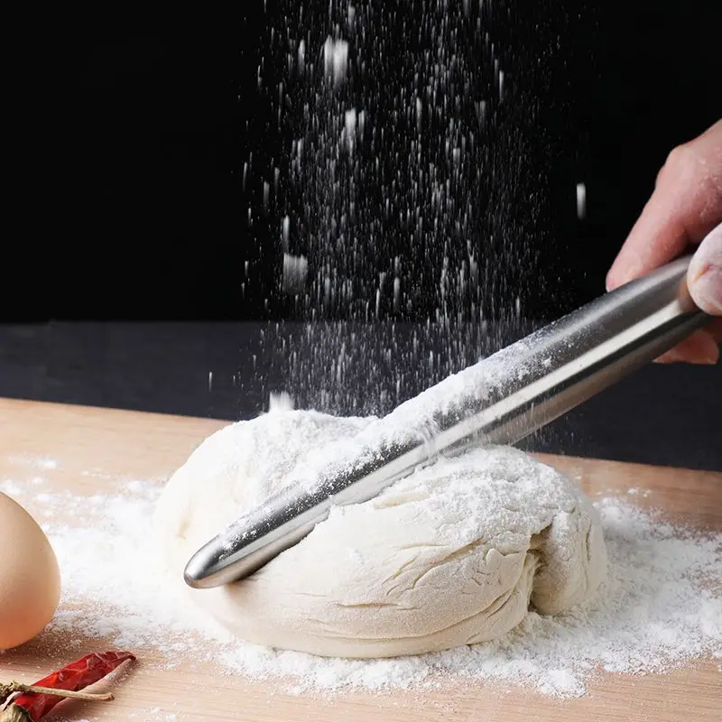 Rolling Pin Stainless Steel 18/24/30cm Kitchen Utensils Dough Bake Pizza Noodles Cookie Dumplings Making Non-stick Baking Tools