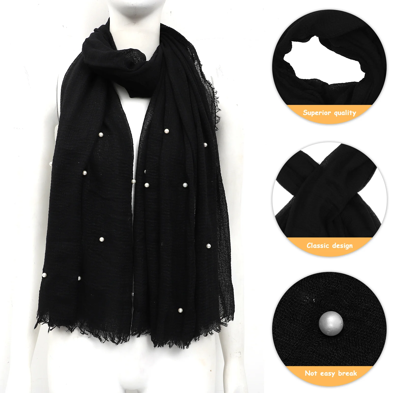 

1pc Pearl Head Comfortable Comfortable Head Scarf Cotton Shawl Multi-Use Scarf For Women Outdoor Shawl Gift For Friends