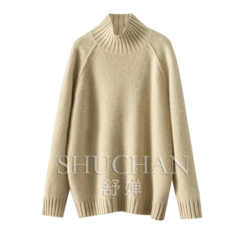 

Warm Luxury Heavy 640g 100% Cashmere Solid Color Turtleneck Sweater Women Sueter Mujer Long Sleeve Top Pull Femme