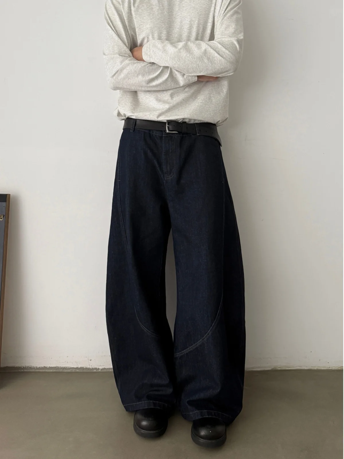 

Ретро-джинсы унисекс в американском стиле, оригинального цвета, с широкими штанинами, глубокого синего оттенка, модные, брендовые, премиум-класса, модель «Банан»