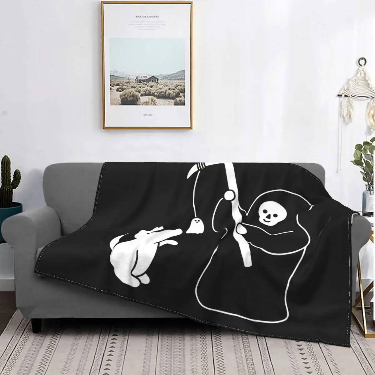 Ghost On A String Cat Toy Blanket Interesting Ghosts Flannel All Season Breathable Thin Throw Blankets For Sofa Plush Thin Quilt