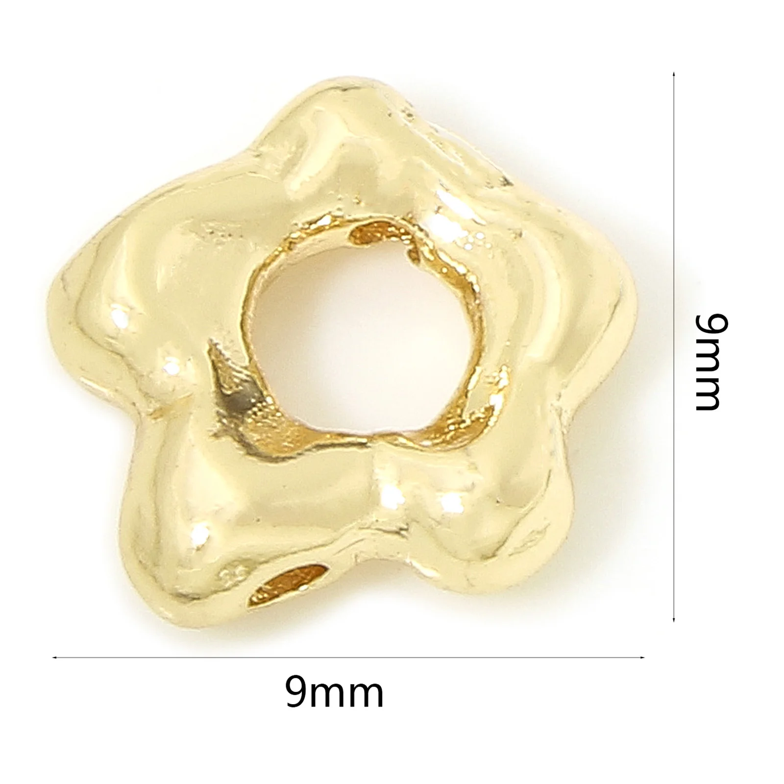 2PCs Gold Plated Flower Bead Frames Brass Spacer Connectors Through Hole Bead Circle DIY Bracelet Earring Beading Jewelry Making