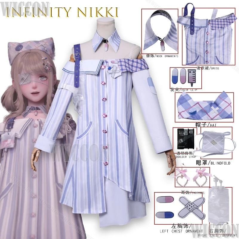 

Infinity Nikki Experimental Quirky Lolita Maid Cosplay Costume Anime Roleplay Game Halloween Party Outfit Transformable Christma