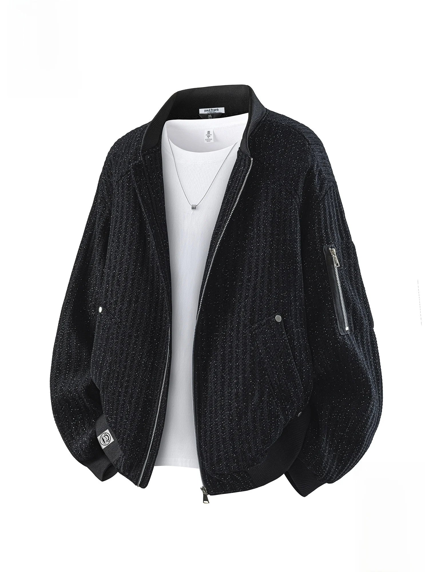 

PaulFrank Spring Stripe Casual Stand Collar Jaet Men's Loose Outerwear Durable Polyester Nylon Cosite Fiber ex