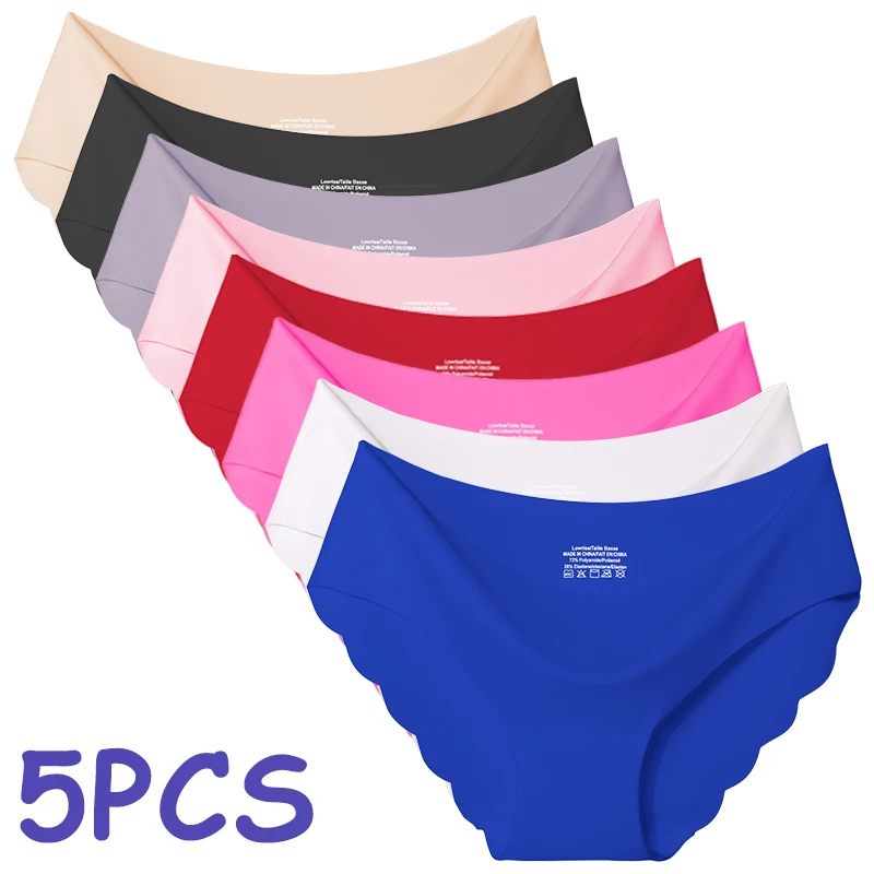 5PCS S-2XL Frauen Nahtlose Höschen Plus Größe Ultra-dünne Slip Solide Komfort Unterwäsche Sexy Dessous Low-Rise Weibliche unterhose