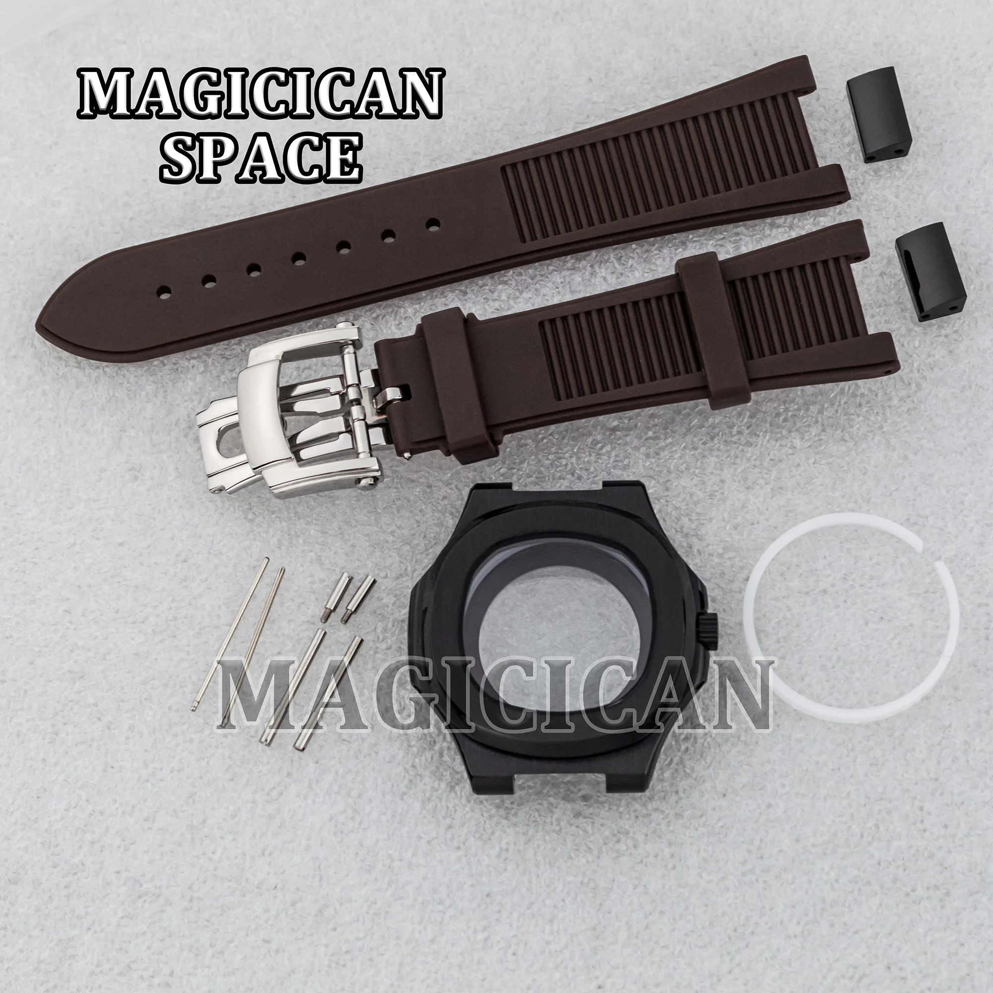 NH35 Watch Case Rubber Strap Sapphire Crystal 10ATM Waterproof 41mm Case for Nautilus Watch Mod Parts fit NH35/NH36 Movement