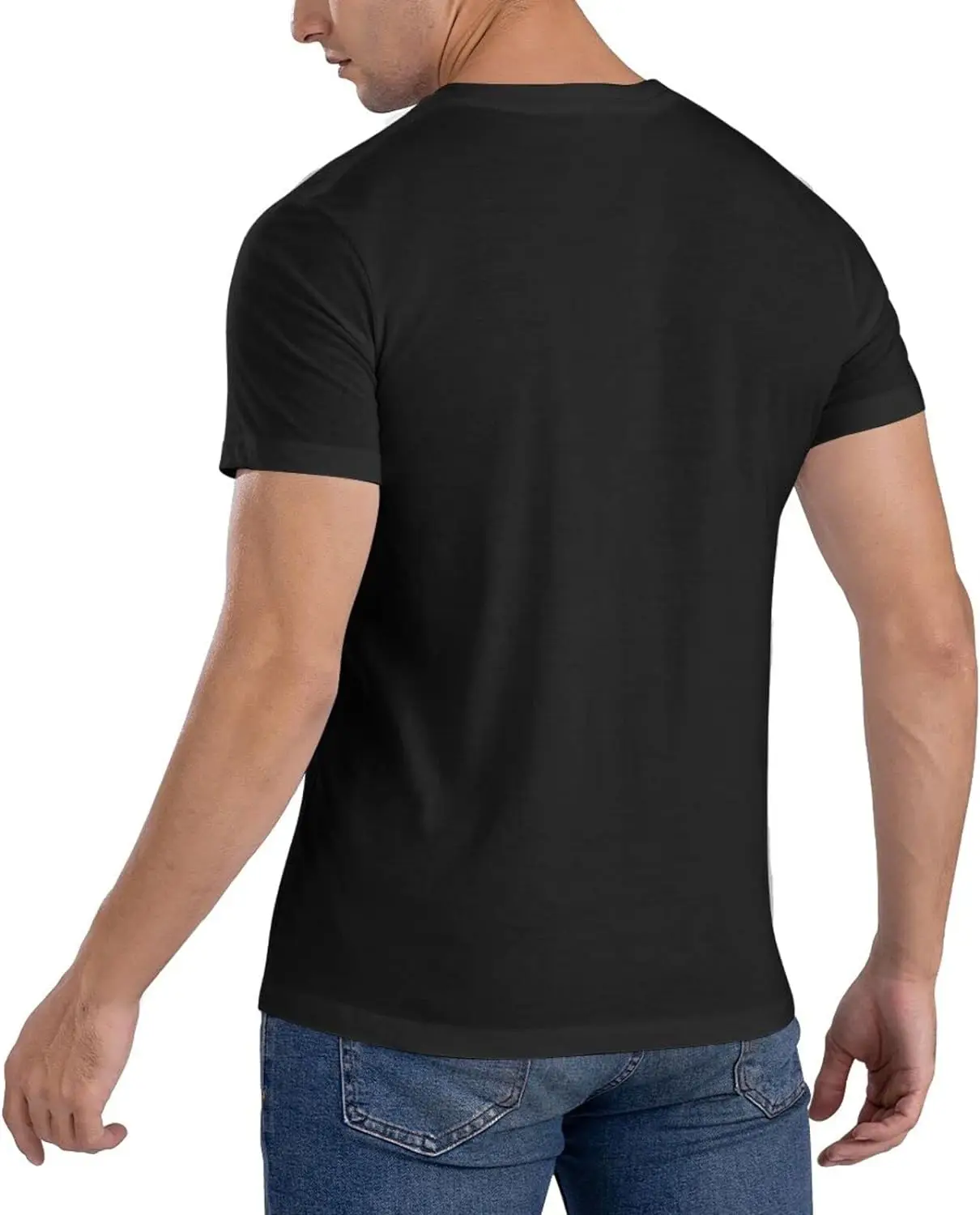 Bullet Music for My and Valentine Men's Comfortable Short Sleeve Shirt Round Neck Cotton Fashion T-Shirt Black