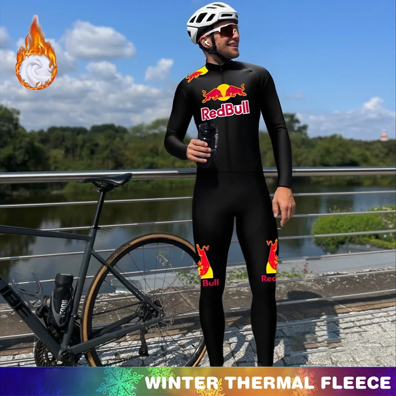 

Thermal Jersey Cycling Red Bull Clothes Man 2025 Fleece Mtb Clothing Men Winter Set Bicycles Men's Mens Maillot Outfit Bicycle