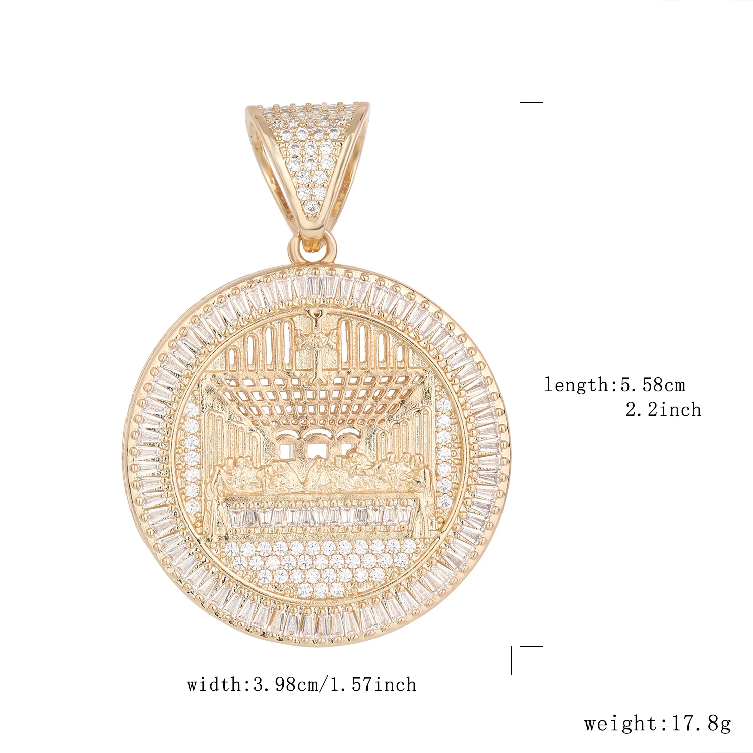 Hip-Hop Style Round Pendant, Various Styles, Religious Godfather Design, Chain Not Included, Unisex Trophy Pendant
