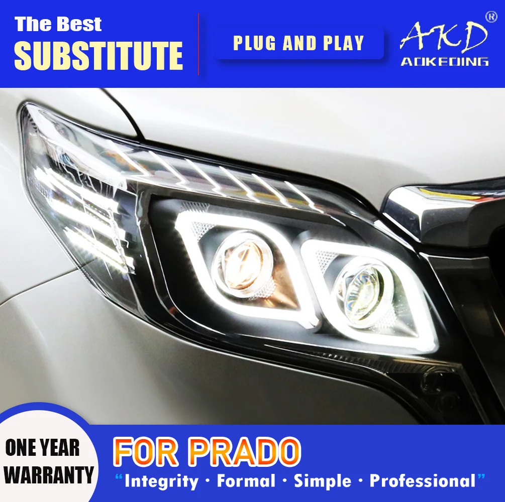 

AKD Head Lamp for Toyota Prado LED Headlight 2014-2017 Headlights Prado DRL Turn Signal High Beam Angel Eye Projector Lens