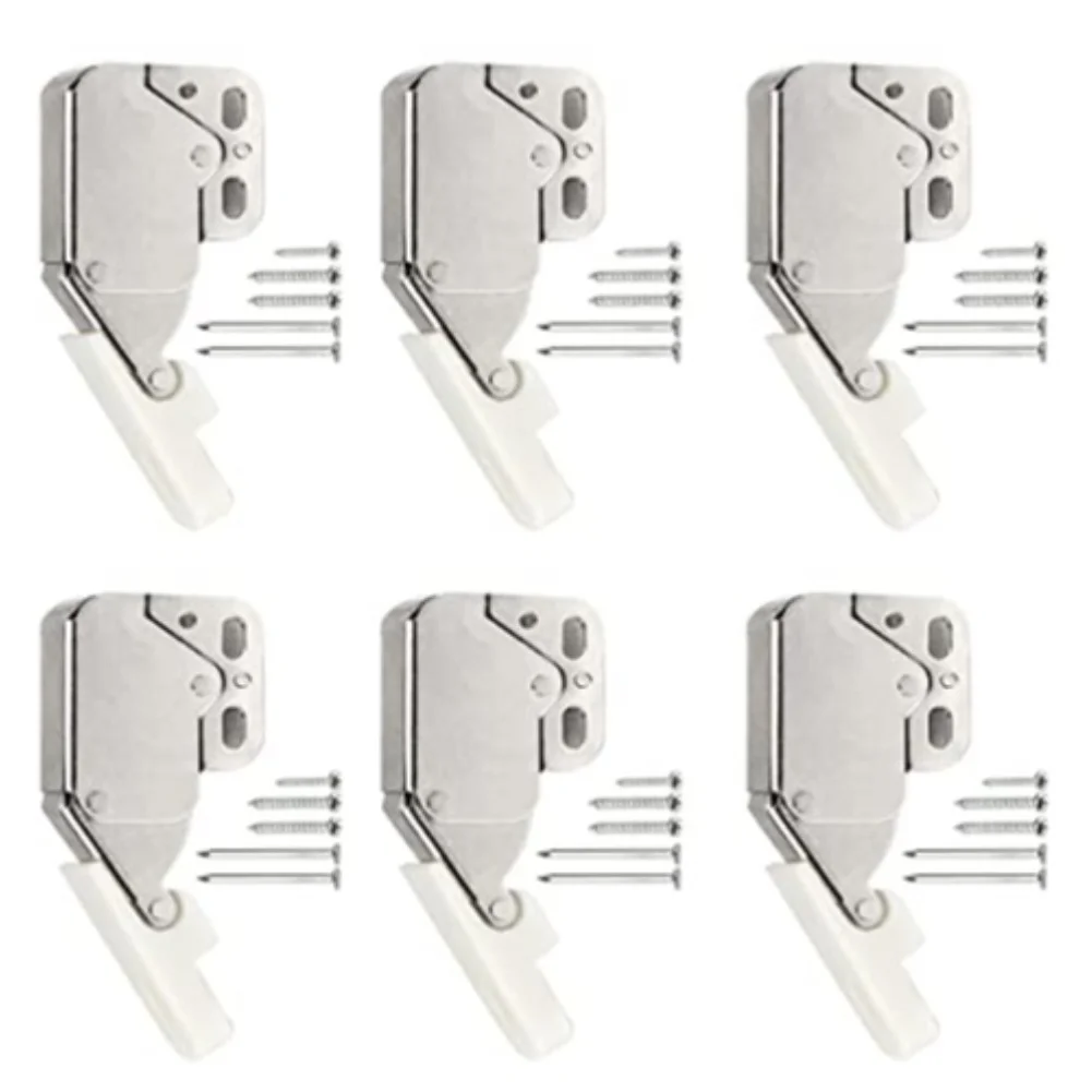 Push to Open Cabinet Door Damper Touch Latch Catch Hardware for Cabinet Door Soft Close 35x28mm White Metal Alloy