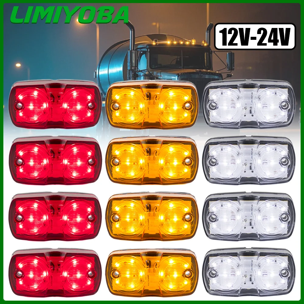 4/8 pces 12v24v 12 leds luzes de marcação laterais do caminhão carro luz externa lâmpada indicadora sinal luz advertência para reboque caminhão rv caminhão