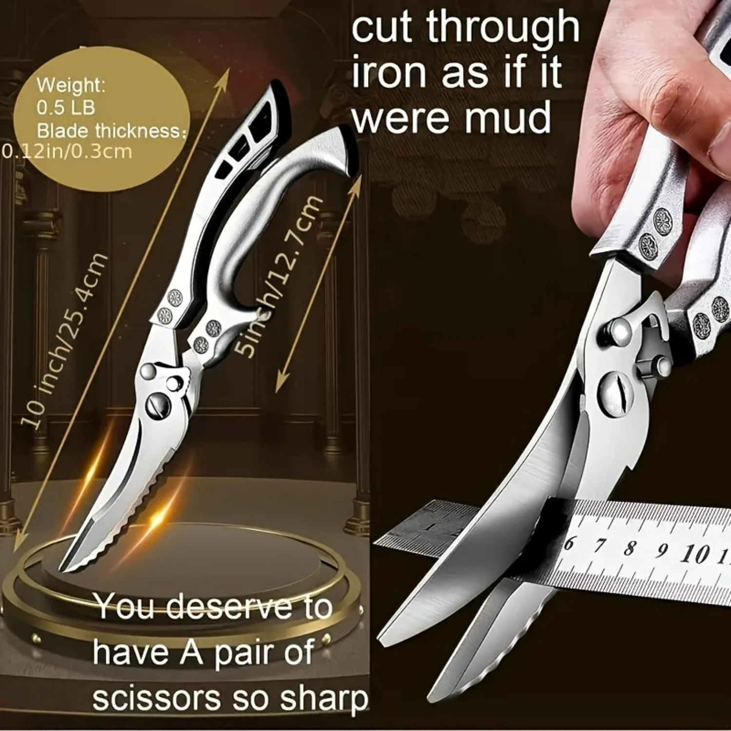 

Effortless Meal Preparation with Multipurpose Stainless Steel Sharp Kitchen Scissors - Ideal for Cutting Fish, Meat, Chicken, Fr