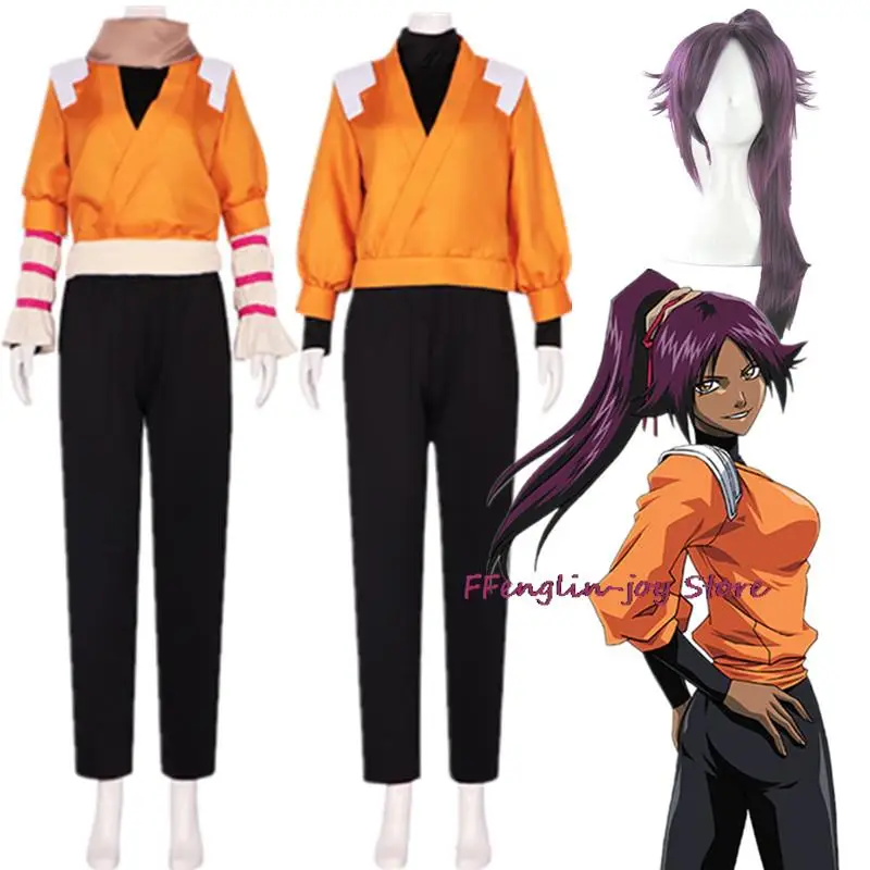 Shihouin Yoruichi Cosplay Anime Cosplay Costume Halloween Clothing Unisex Halloween Women Wig Clothing