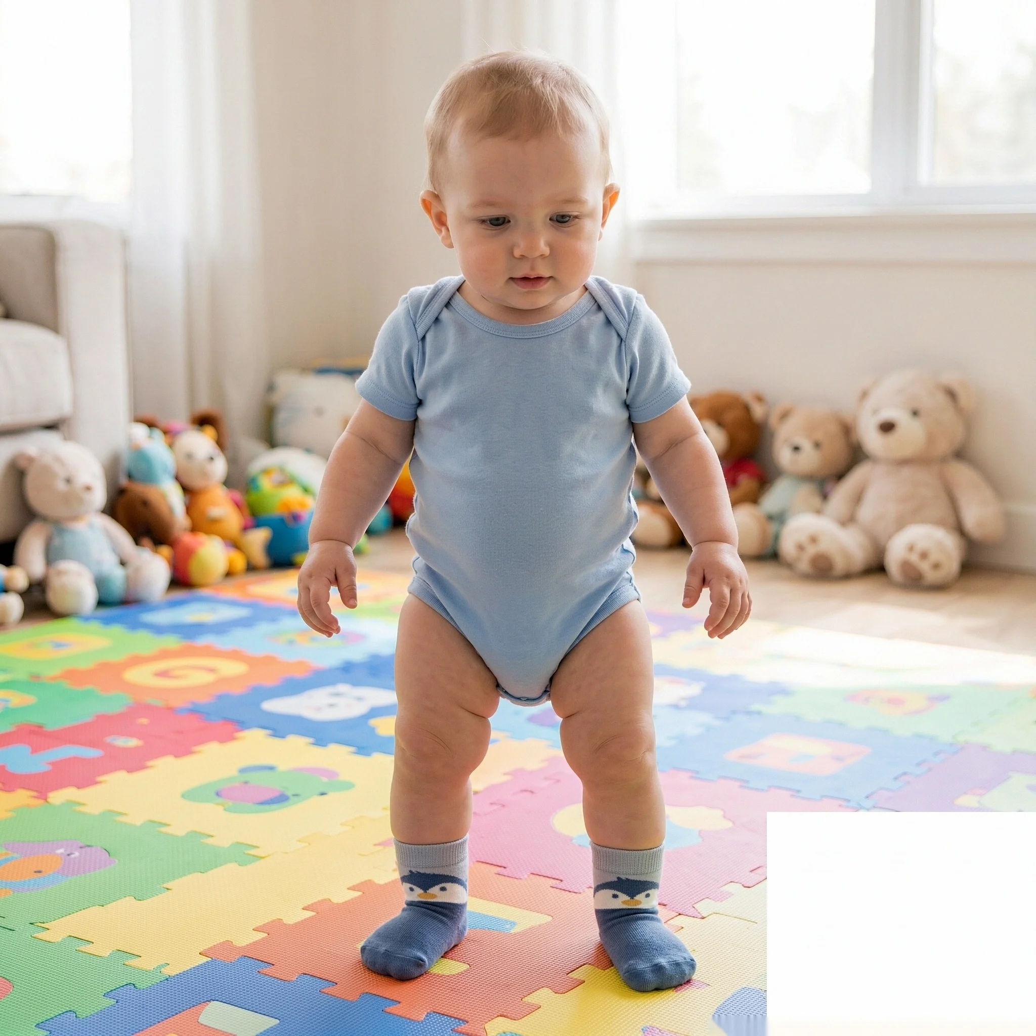 Baby Non-Slip Floor Socks 2 Piece, Grip Socks for Babies 0-5 Years, 75% Combed Cotton LYCRA Cuff, Anti-Pill