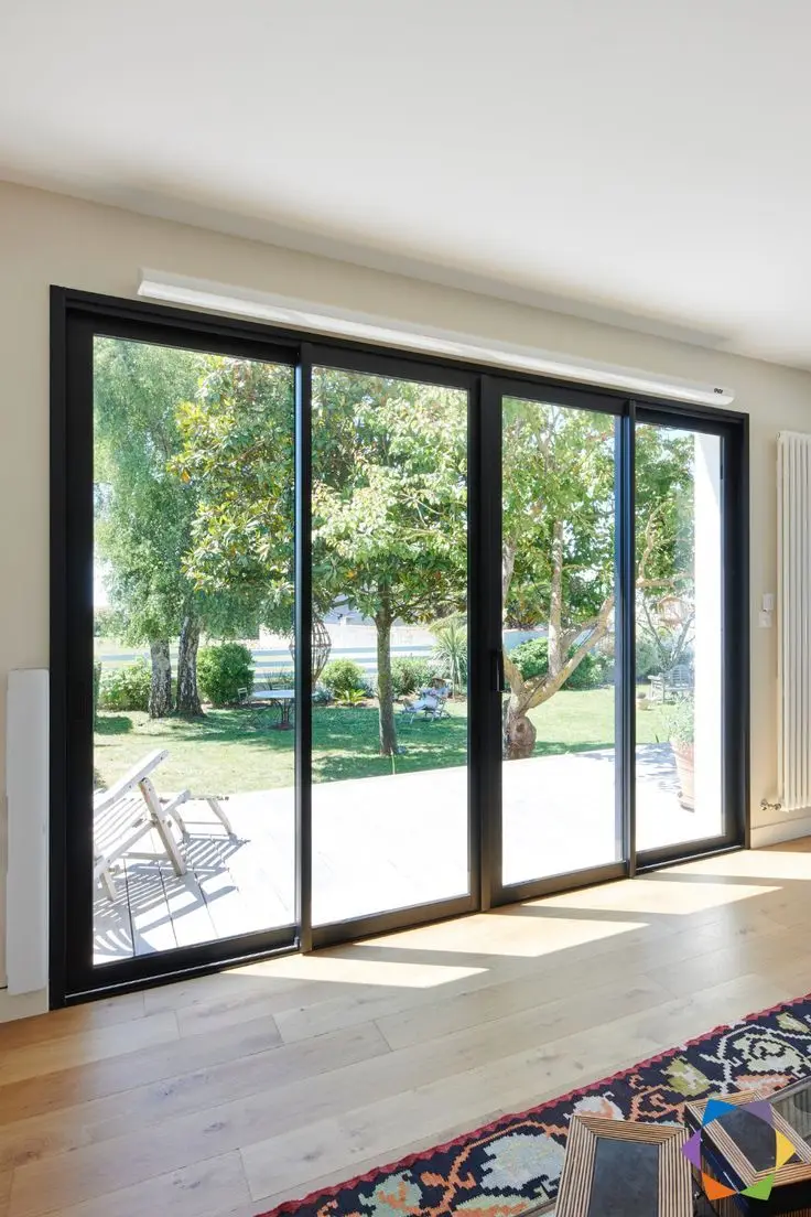 Minimalist Design Sliding Doors Residential System Double Glass Trackless Luxury Aluminum Doors Windproof Aluminum Sliding Door