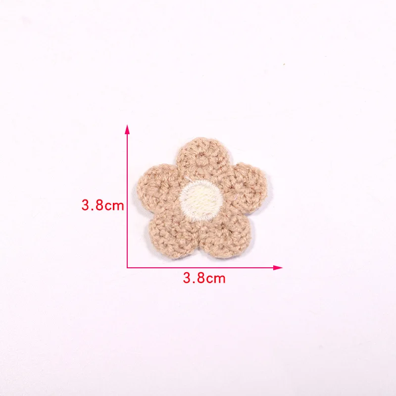 15PCS New patch stickers children\'s bags hair card decorative accessories wholesale fashion knitted five-petal flower decorative