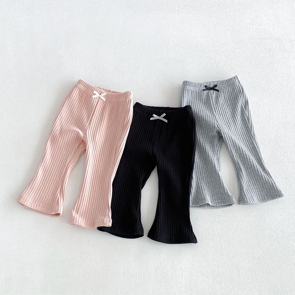 Baby Pants 6M-3T Sweet Solid Color Girls Bell-bottoms Autumn Toddler Baby Trousers Elasticity Infant Leggings