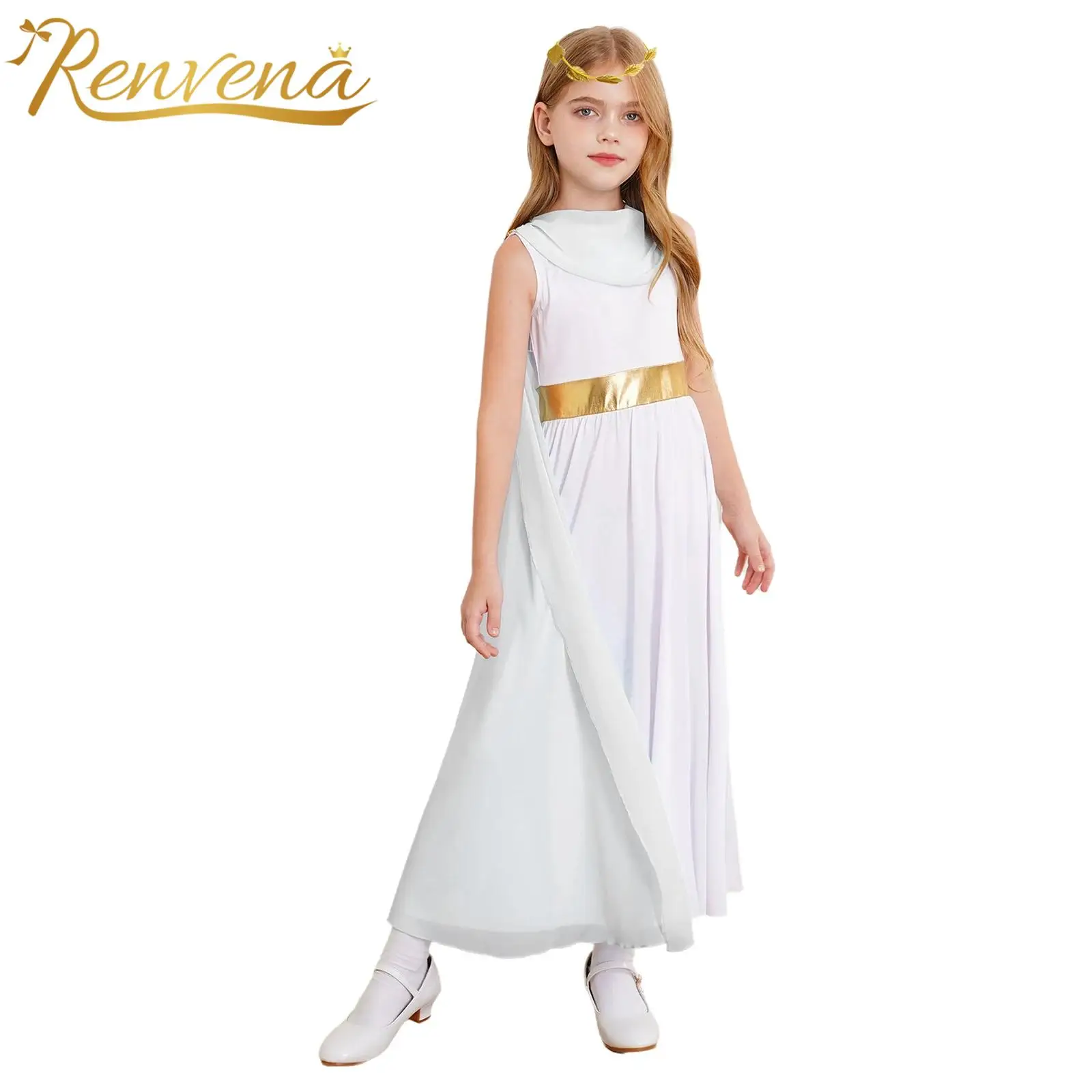 

Kids Dress for Girls Halloween Ancient Greek Princess Cosplay Costume Children Greece Toga Dress Party Athenian Roman Robe