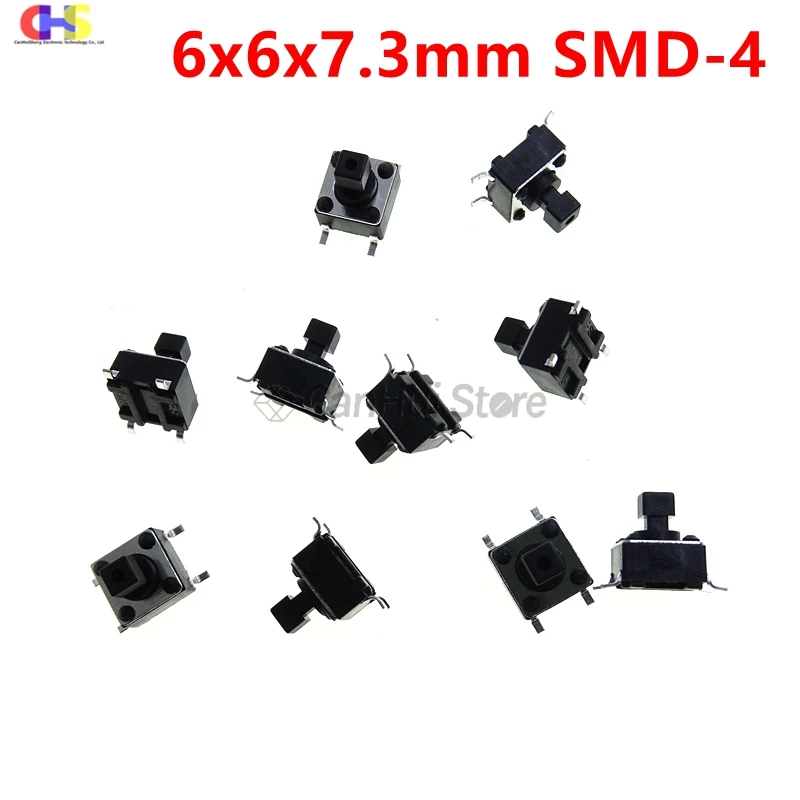 10/50pcs 6X6X7.3 6*6*7.3 mm DIP/SMD 4 Pin Tact Push Button Switch Micro Touch Button Reset switch Light touch Power key Switches