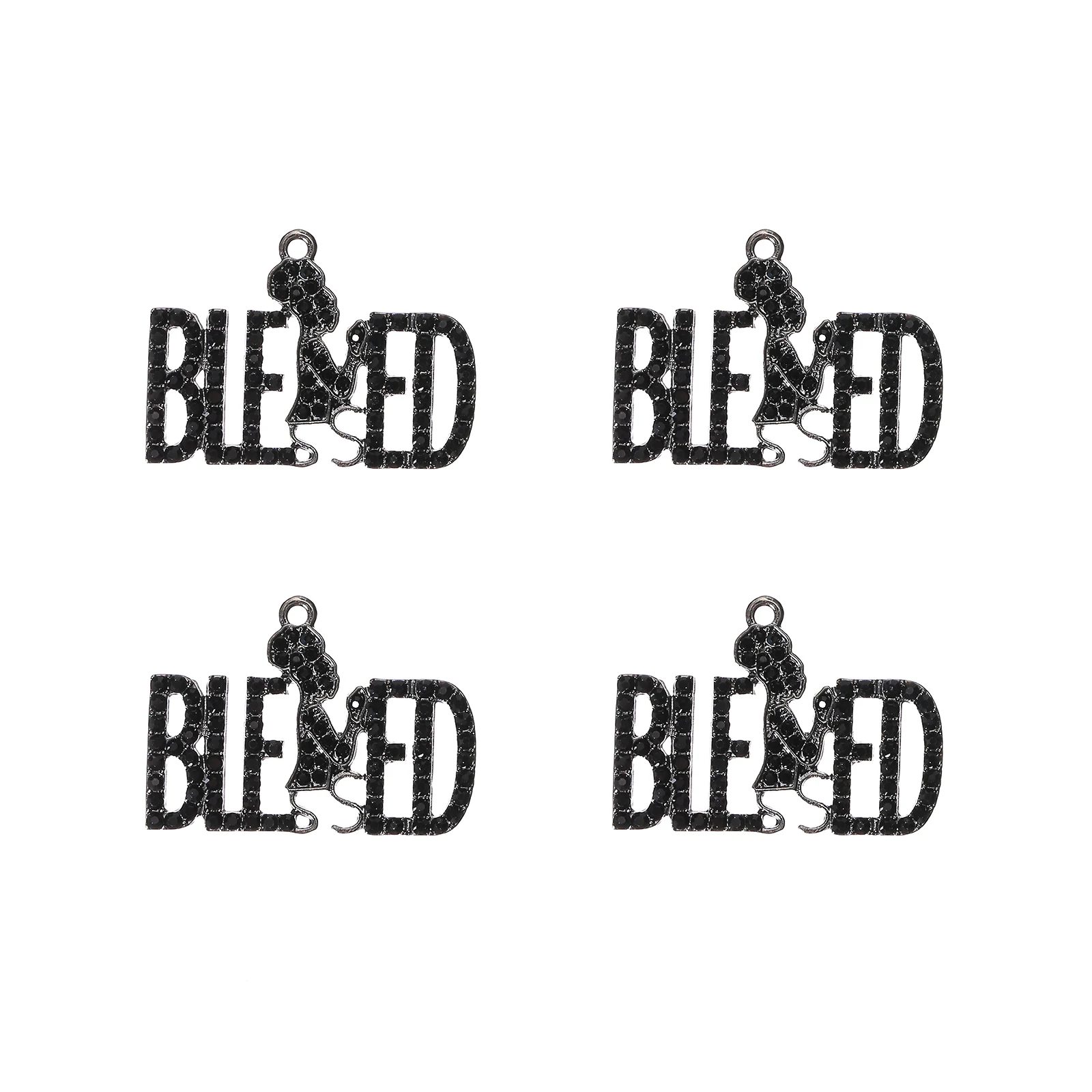 10pcs BLESSED Rhinestone Letter Charms for DIY Bracelet Bangle Making LTC0391-LTC0394
