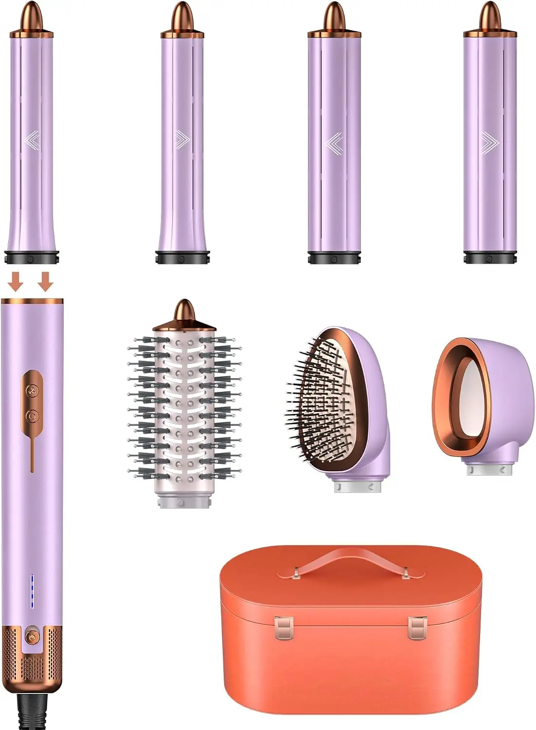 

7-in-1 Negative Ion Hair Dryer & Auto Curling Iron Set with Leather Case