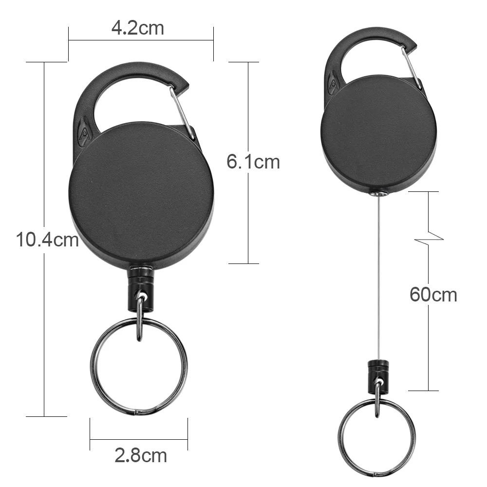 65CM Multifunctional Roll Retractable Keychain Recoil ID Card Holder Stainless Steel Rope Outdoor Anti-theft Keyring K437