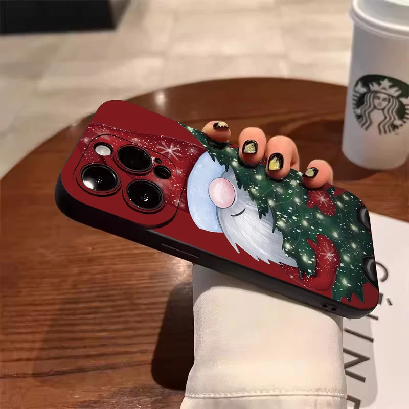Santa Claus Elk Christmas Tree Phone Case For iPhone 11 12 13 14 15 16 17 Air Pro Max Mini XS X XR 7 8 Plus SE2 Shockproof Cover - náhled 2