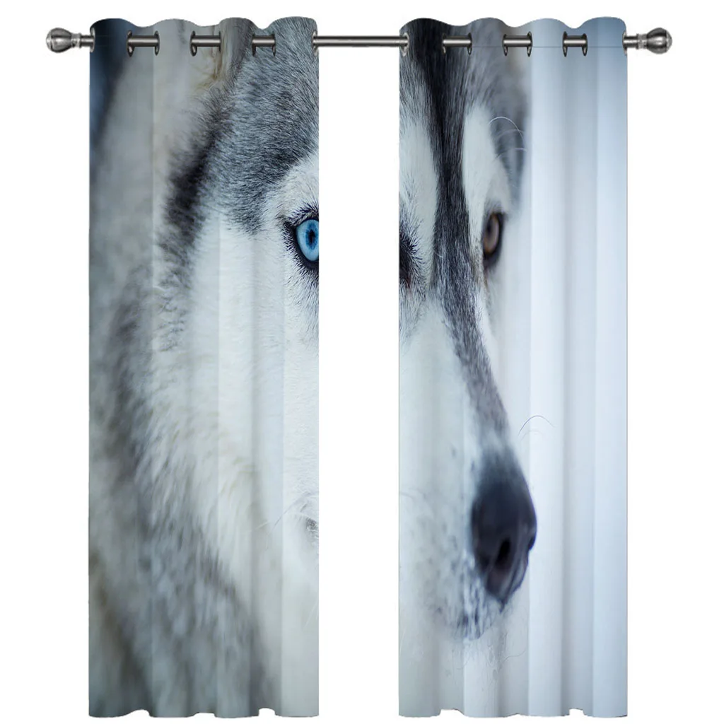 

HUANZHUANG Curtain For Children'S Room Animal Wolf Print 3D Cheap Modern Printing Curtain Living Room Bedroom Home Decoration