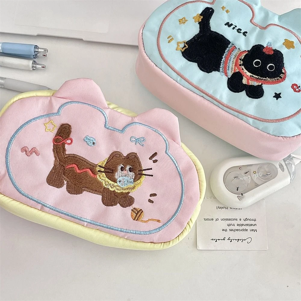 Puppy Mini Cosmetic Bag Multifunctional Candy Color Cartoon Pencil Case Soft Pouch for Make Up Kit Stationery Holder Bag Girls