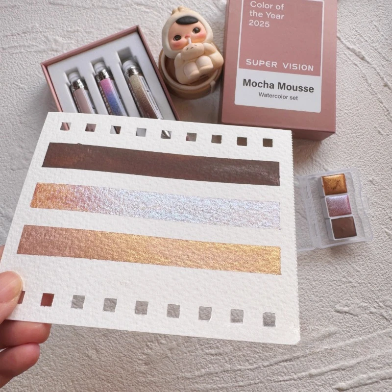 Super Vision 2025 New Color Mocha Mousse Chameleon Popular Color Set Portable Watercolor Packed Nail Art Paint Art Supplies