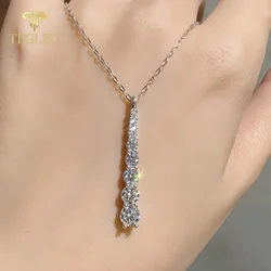 TFGLBU Fashion Moissanite Pendant Necklace for Women S925 Silver 0.9/1.6Carat East West Pear Cut Diamond Neckchain Fine Jewelry
