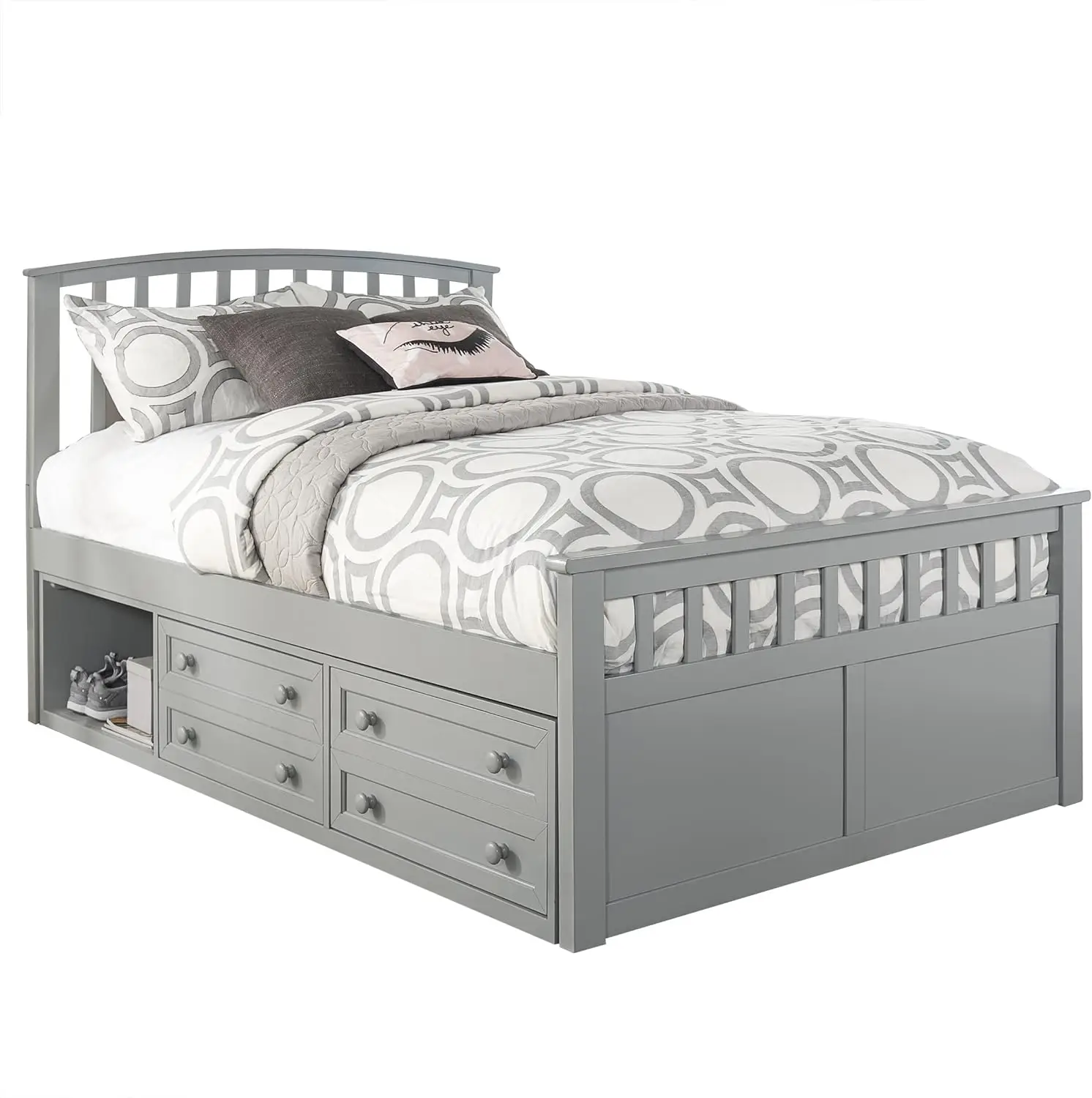 Furniture Bed With Two Storage Units, Full, Grey