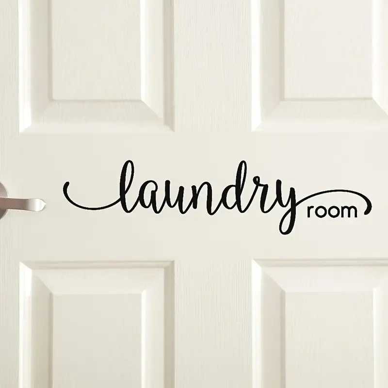 Laundry Room Decal, Washer Dryer Room Door Vinyl Sign, Home Decor Sticker Quote, Stylish Laundry Wall Decal