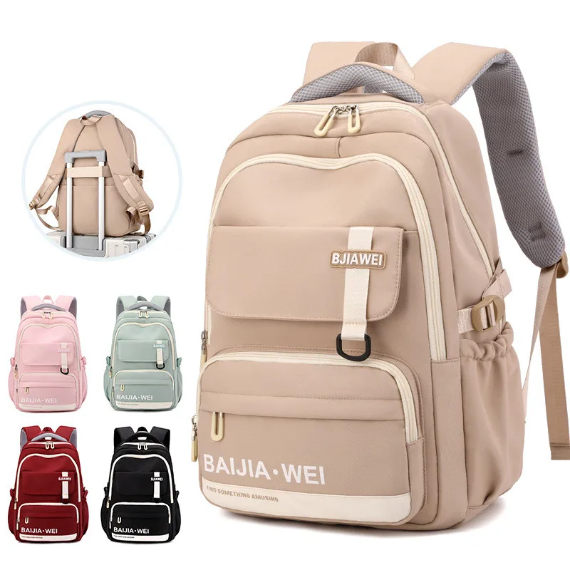 BAIJIAWEI Brand Large Capacity Students Backpack Casual Waterproof Nylon School Bag Fashion Travel College Bag