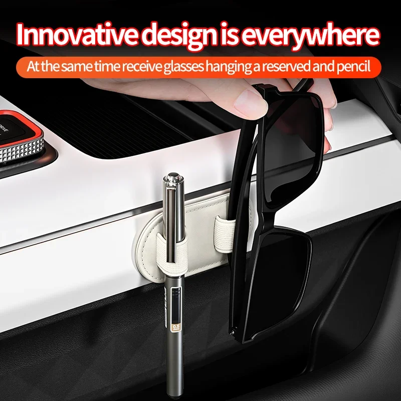 Car Glasses Pen Holder Adhesive Sunglasses Clip with Pen Slot Elastic Strap Eyeglasses Organizer Car Home Dual‑Use Accessories