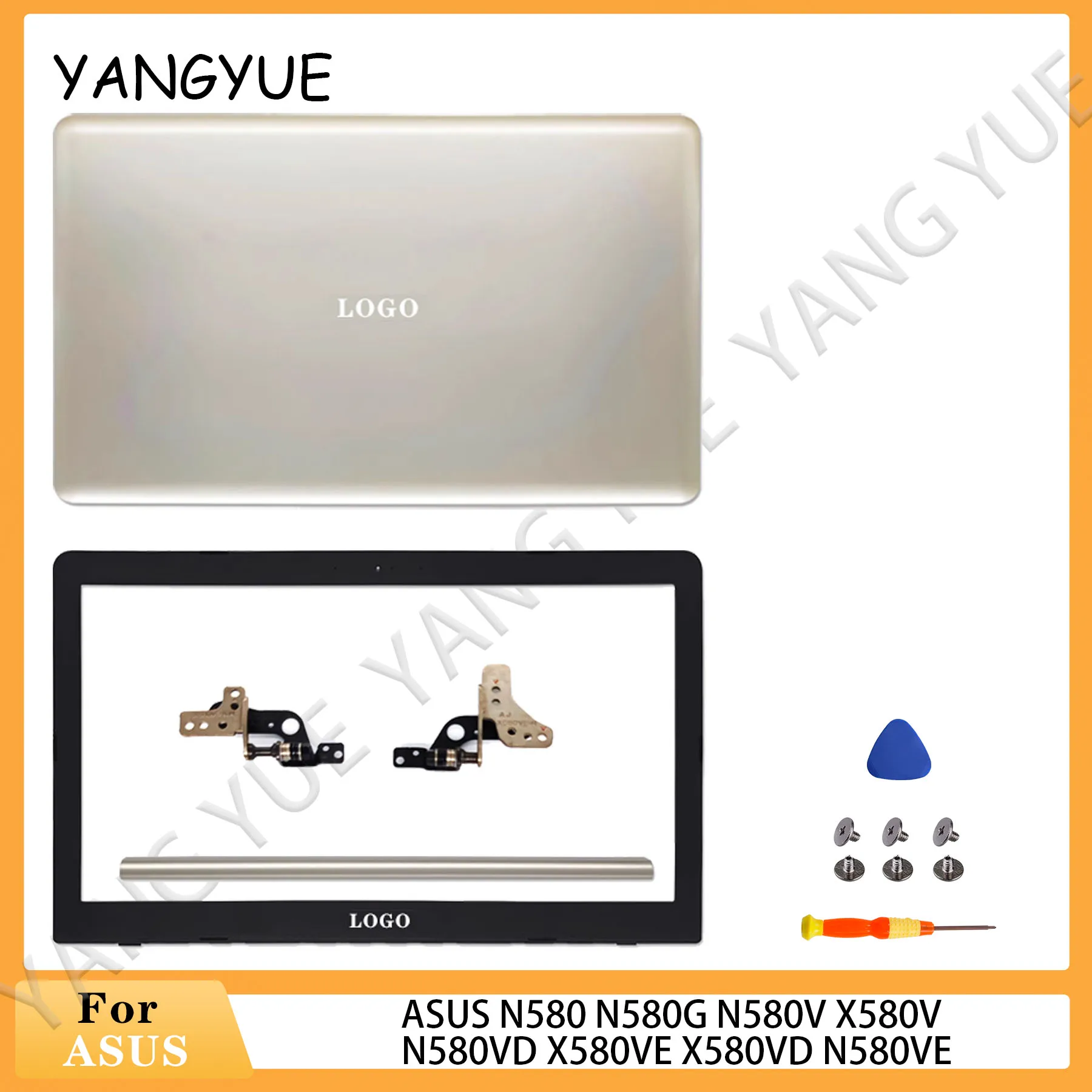 New LCD Back Cover For Asus N580 N580G N580V X580V N580VD X580VE X580VD N580VE Laptop Top Rear Lid  Back Front Bezel Hinges