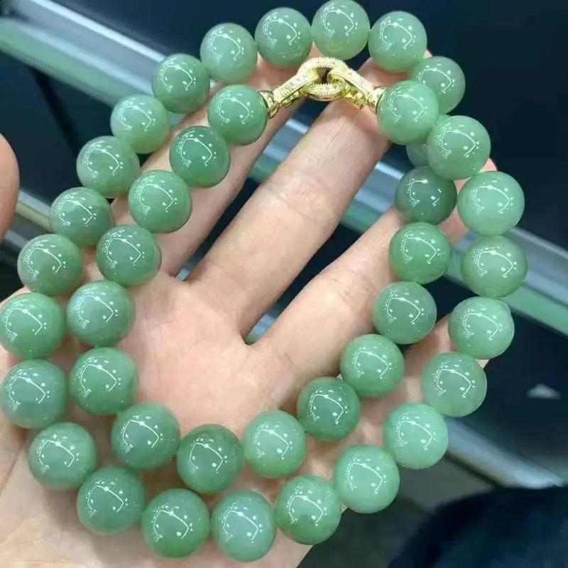 Natural Hetian Jade Russian Material, Duck Green Bracelet, Single-Strand Hand Chain, Fine Texture And Beautiful Color