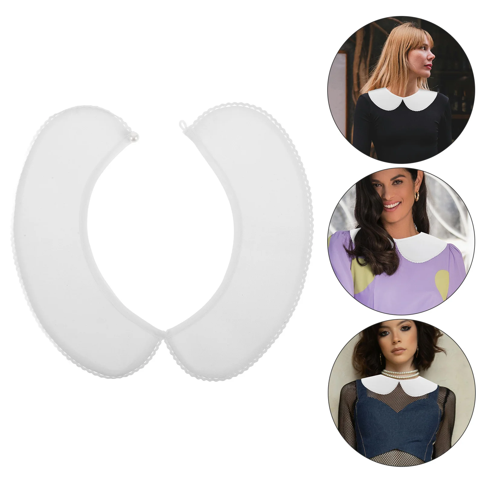 

White Lace Detachable False Collar Cotton Fabric Women Elegant Pleated Shirt Collar Autumn Winter Fashion Versatile