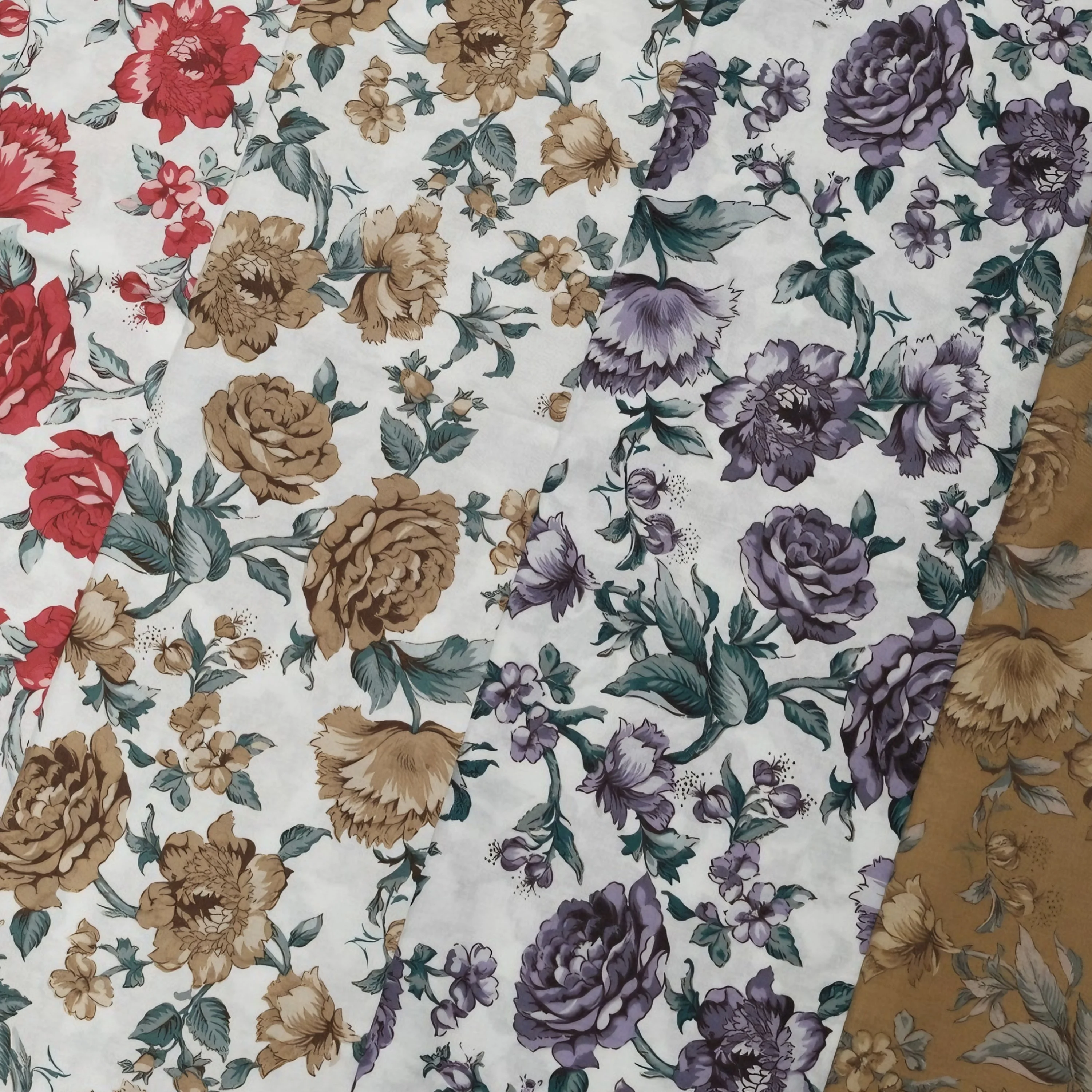 

Floral Printed Cotton Fabric Vintage Rose Peony Pattern Cloth for Dressmaking Sewing DIY Clothing Skirts Home Decor Curtains