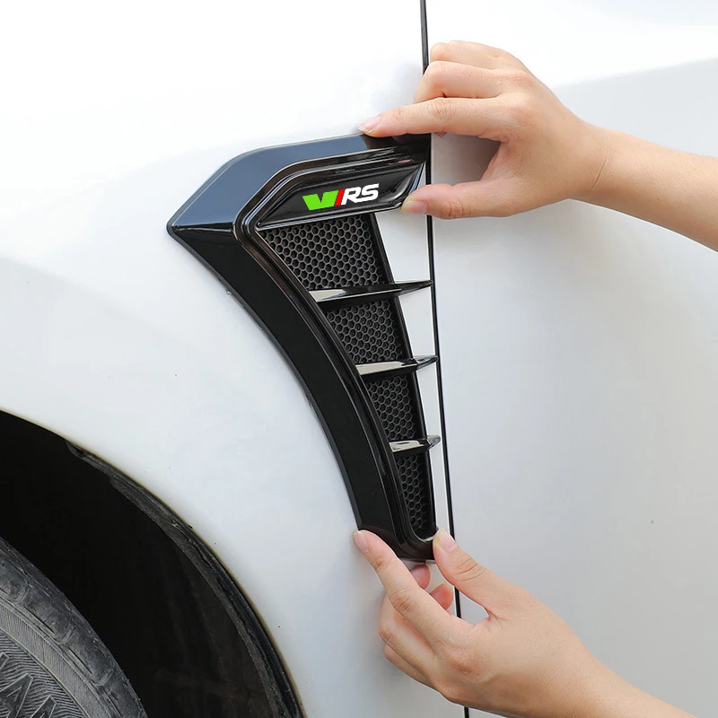 

2pcs Carbon Black Car Side Wing Fender Sticker Decals Body For Skoda VRS Octavia Kamiq Kodiaq Karoq RS Superb Fabia Rapi