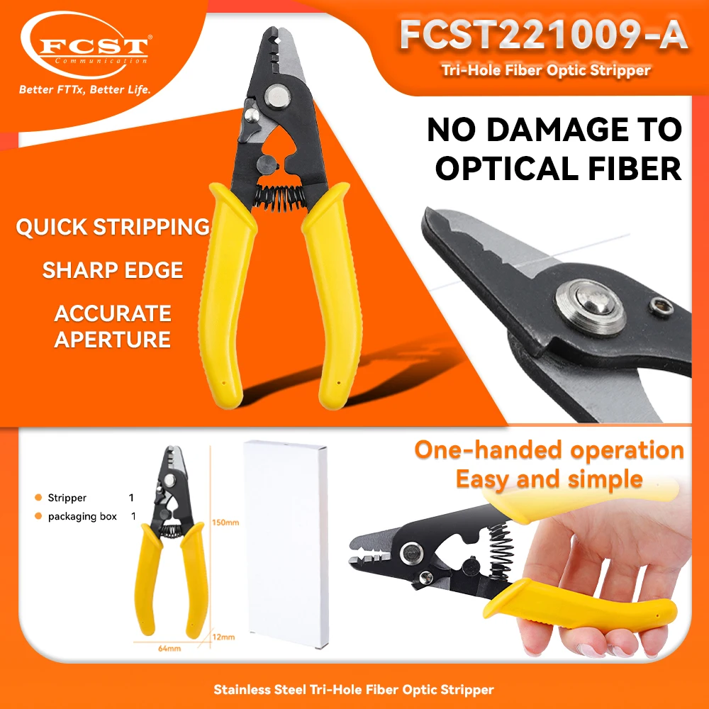 

FCST Fiber Optic Stripping Pliers CFS-3 Pliers Miller Pliers 3 Hole FTTH Stripping Pliers Multifunctional Pliers Hand Tools