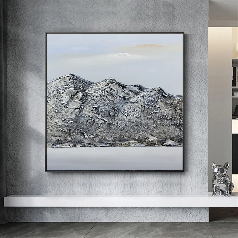 

Pure Hand-Painted Oil Painting Snow Mountain Thick Texture Abstract Painting 3D Art Modern Home Decoration Painting Office Mural