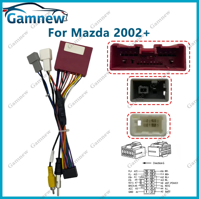 

Кабель для автомобильной магнитолы, 16-контактный разъем питания, адаптер для Mazda 2002+