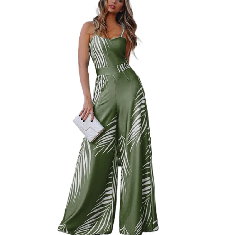 

Summer Casual Women's Printed Camisole Wide-Leg Jumpsuit