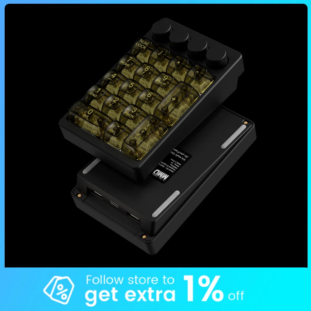 

MMD 21 Keys Mini Numeric Mechanical Keyboard Wired Aluminium CNC Custom VIA RGB Hot-swap Gaming Office Keypad Desktop PC Gifts